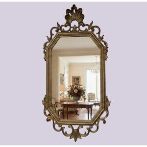 Vintage Syroco Gold Ornate Wall Mirror Hollywood Regency Scroll Made In USA READ